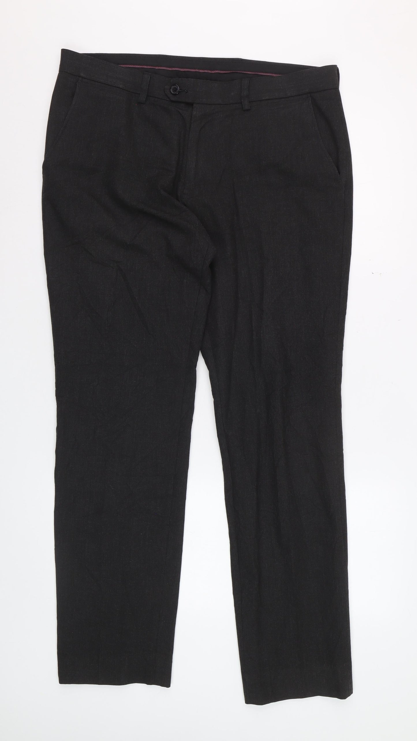 Next Men's Black 34x31 Regular Fit Dress Trousers