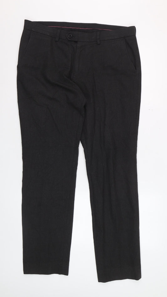 Next Men's Black 34x31 Regular Fit Dress Trousers