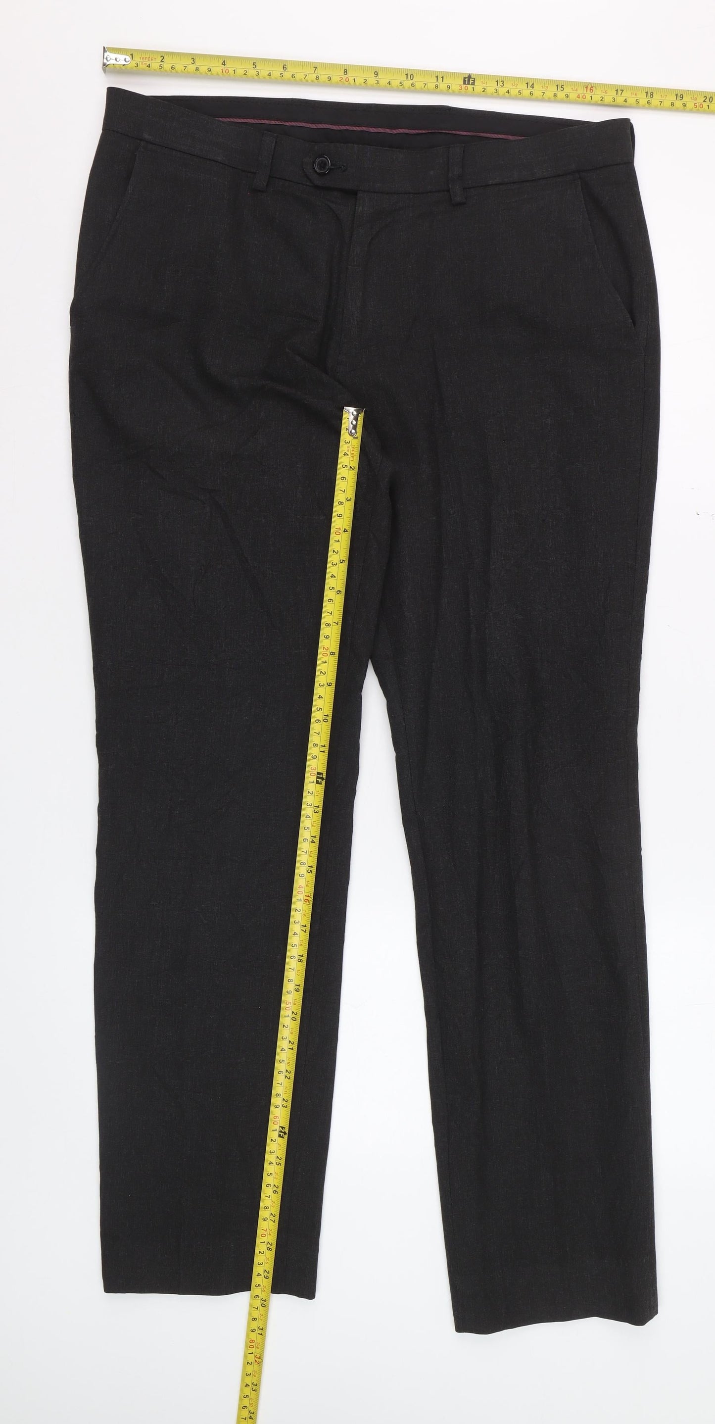 Next Men's Black 34x31 Regular Fit Dress Trousers
