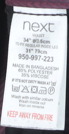 Next Men's Black 34x31 Regular Fit Dress Trousers