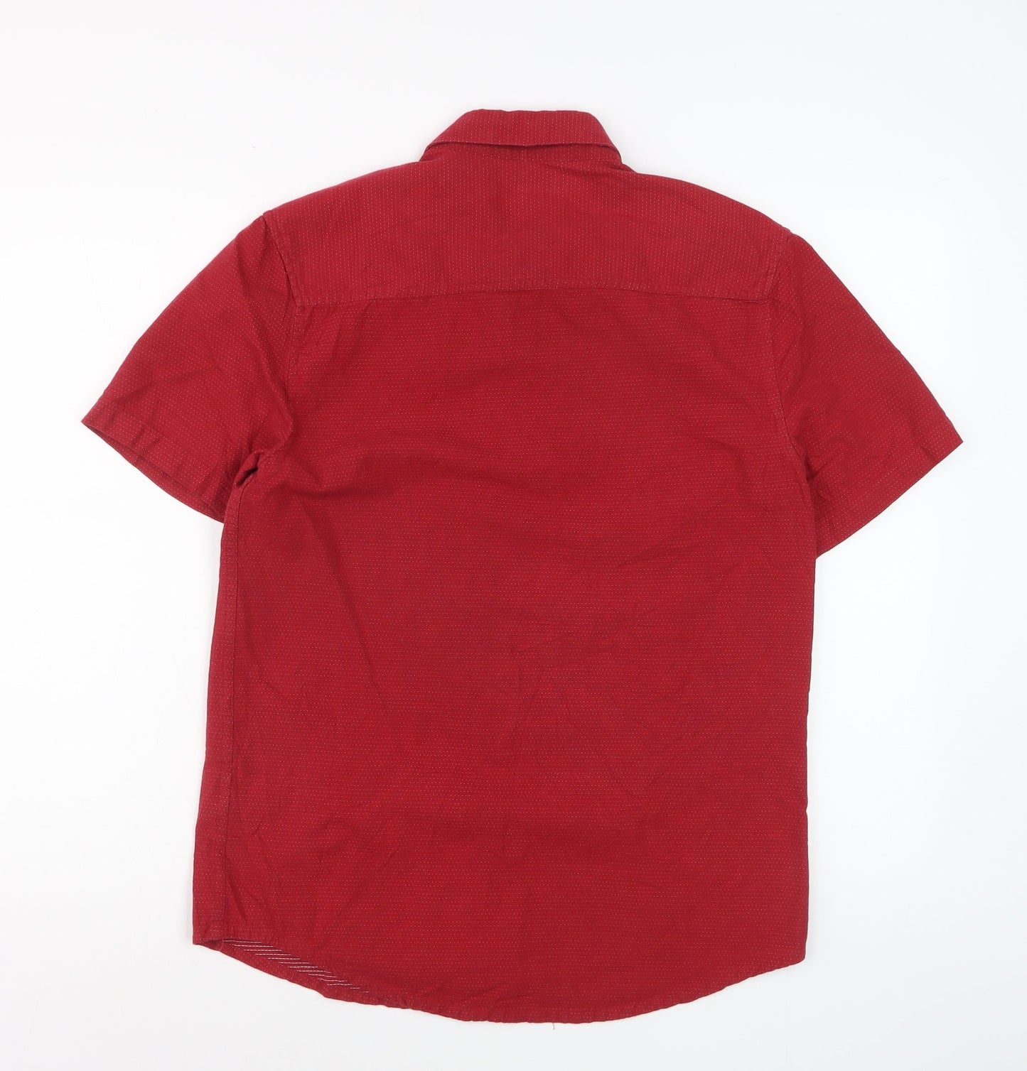 Topman Men's Red Classic Fit Short Sleeve Cotton Button-Up Shirt Size S