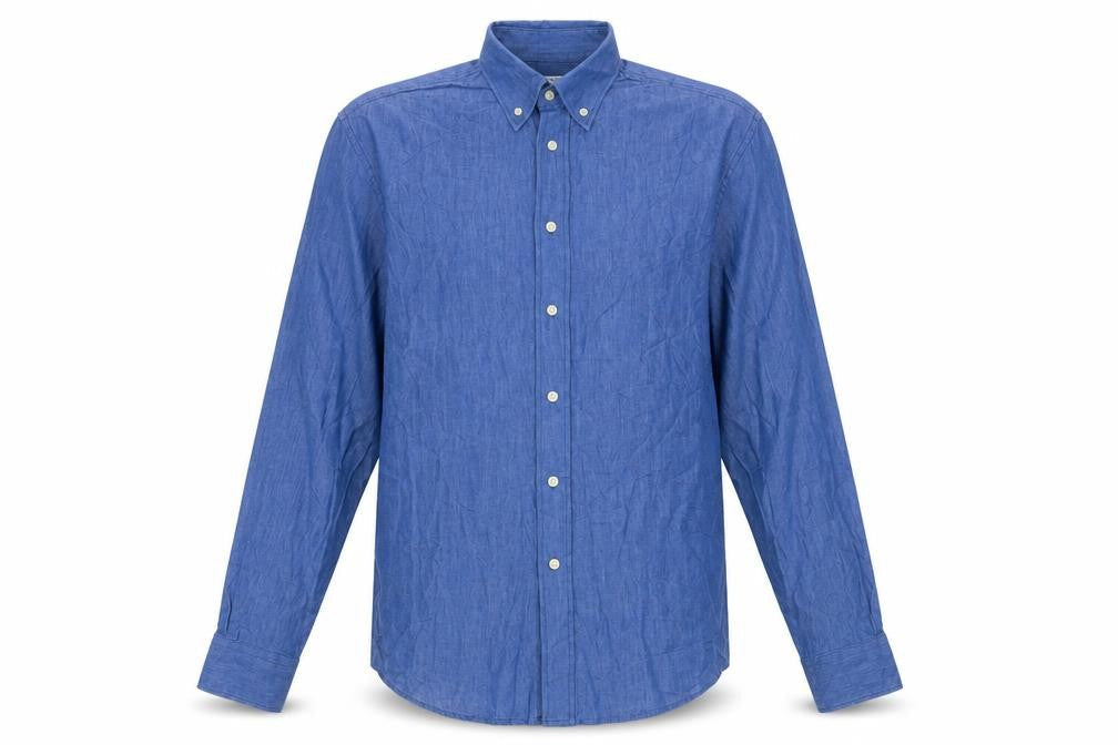 Zara Men's Blue Regular Fit Cotton Button-Down Long Sleeve Shirt M