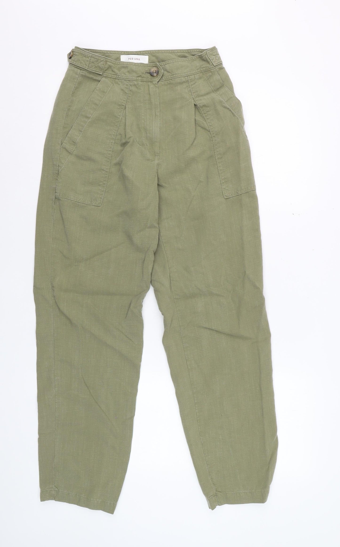 Marks and Spencer Per Una Women's Green Linen Blend Chino Trousers Size 6
