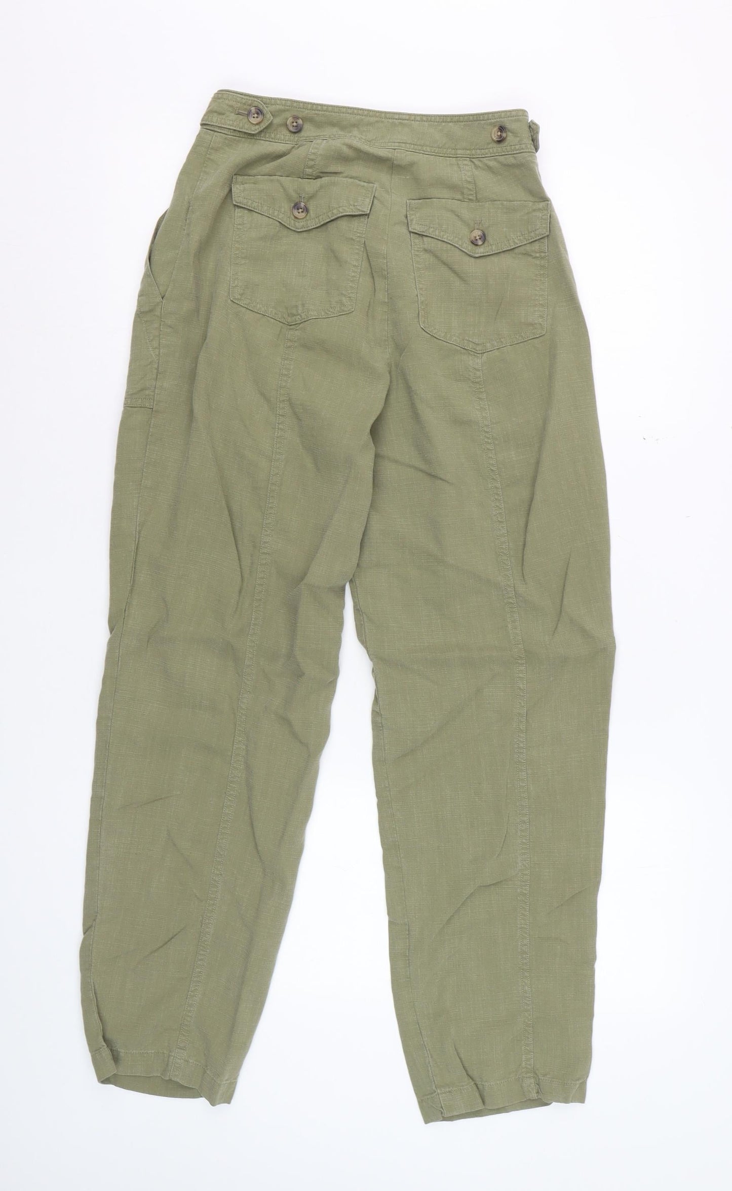 Marks and Spencer Per Una Women's Green Linen Blend Chino Trousers Size 6