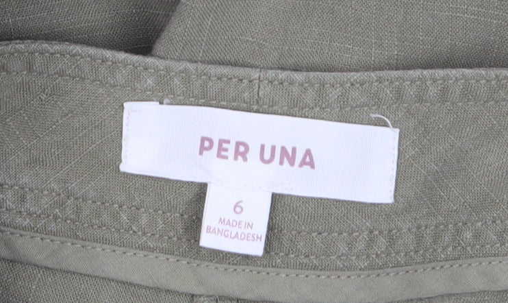 Marks and Spencer Per Una Women's Green Linen Blend Chino Trousers Size 6