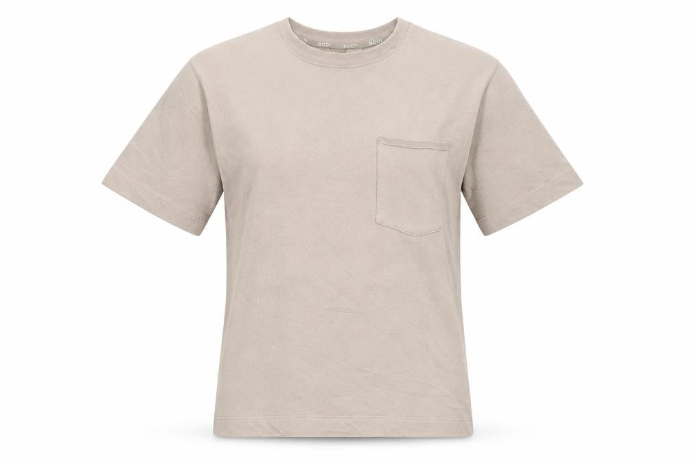 Marks & Spencer Women Beige Cotton Basic Crew Neck T-Shirt S