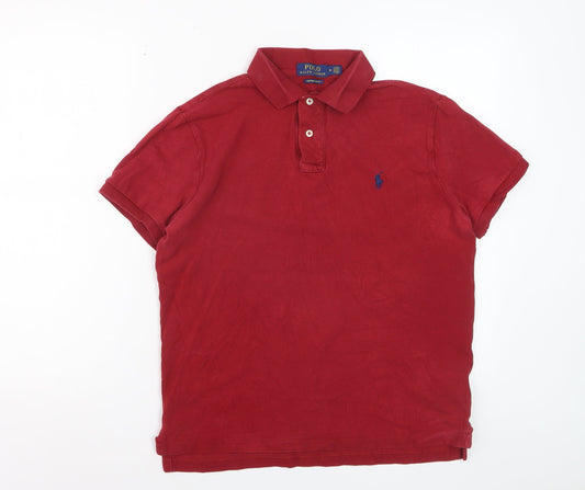 Ralph Lauren Men's Red Slim Fit Cotton Polo Shirt M