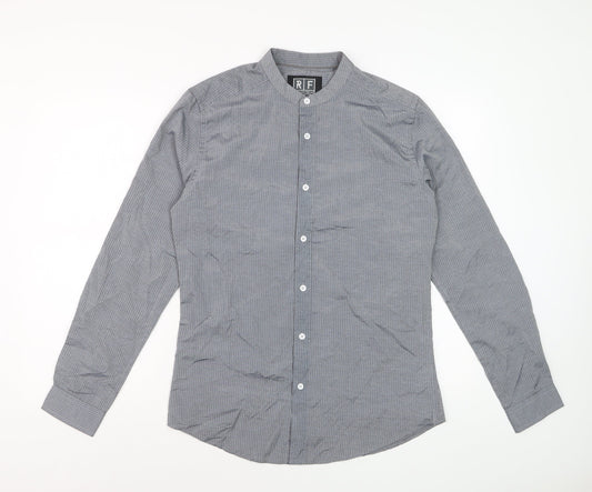 Retro Fire Men's Grey Collared Long Sleeve Formal Shirt Size S