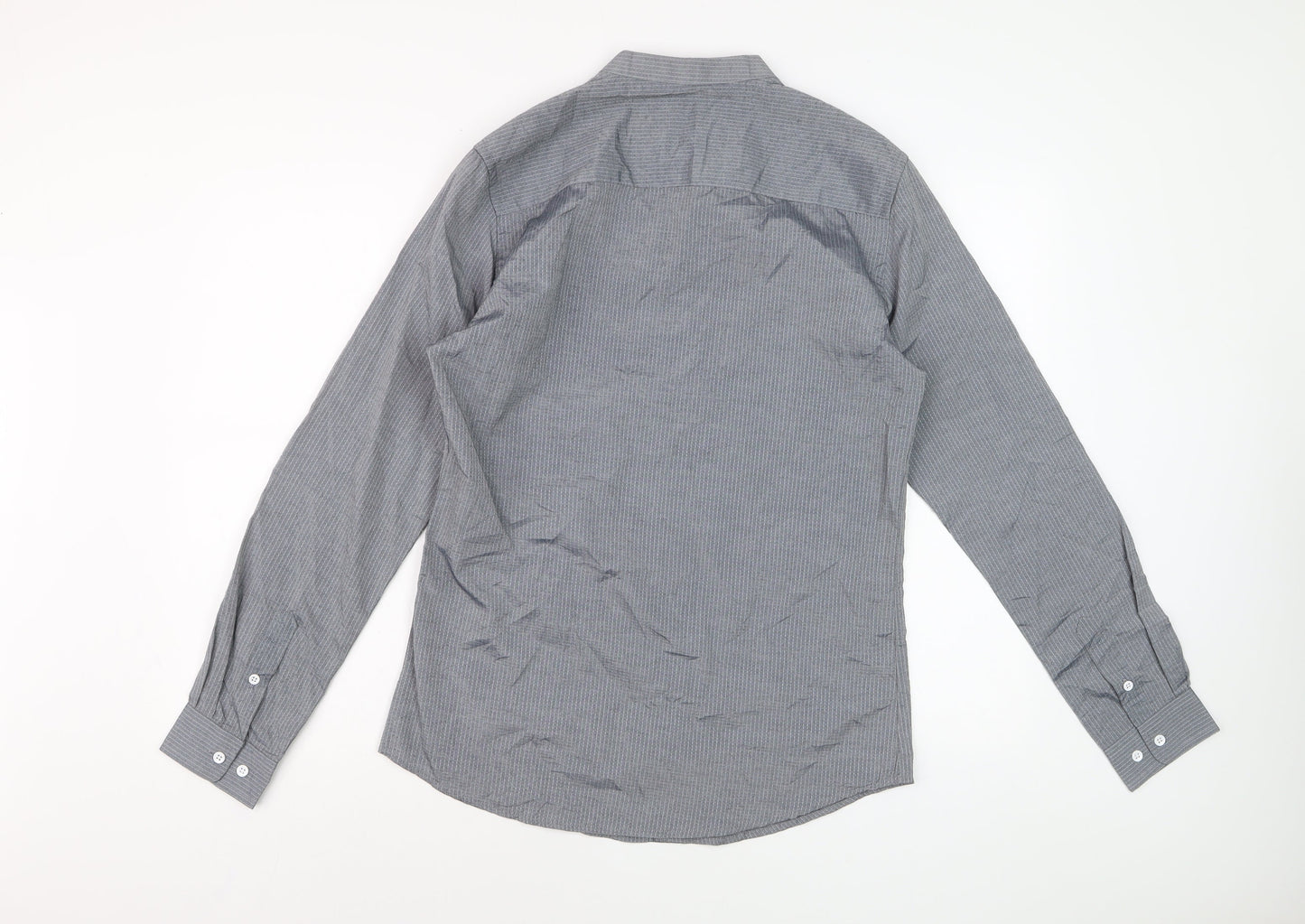 Retro Fire Men's Grey Collared Long Sleeve Formal Shirt Size S