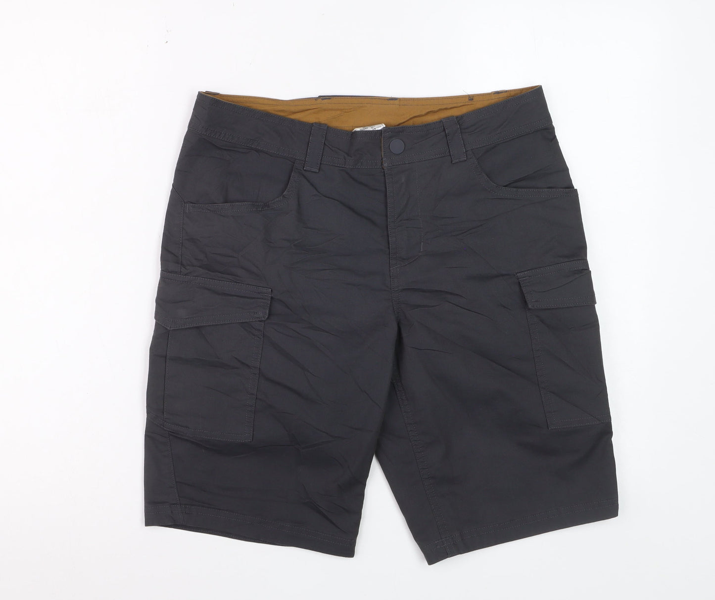 Decathlon Men's Black Cargo Shorts S Regular Fit Cotton Blend