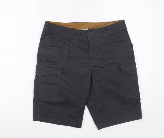 Decathlon Men's Black Cargo Shorts Size S Regular Fit Cotton Blend