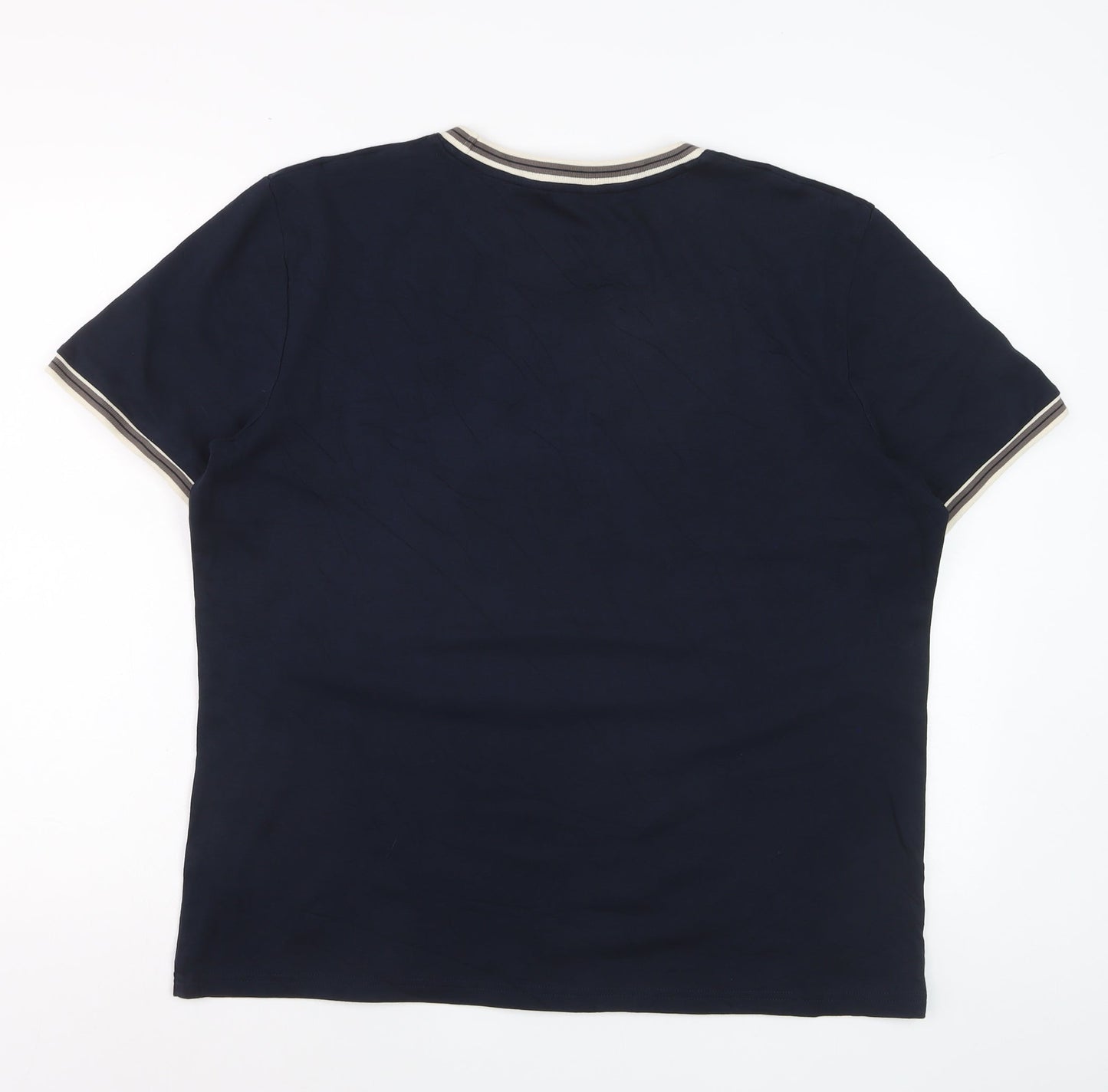 Marks and Spencer Men's Navy Blue Crew Neck Cotton T-Shirt Size L