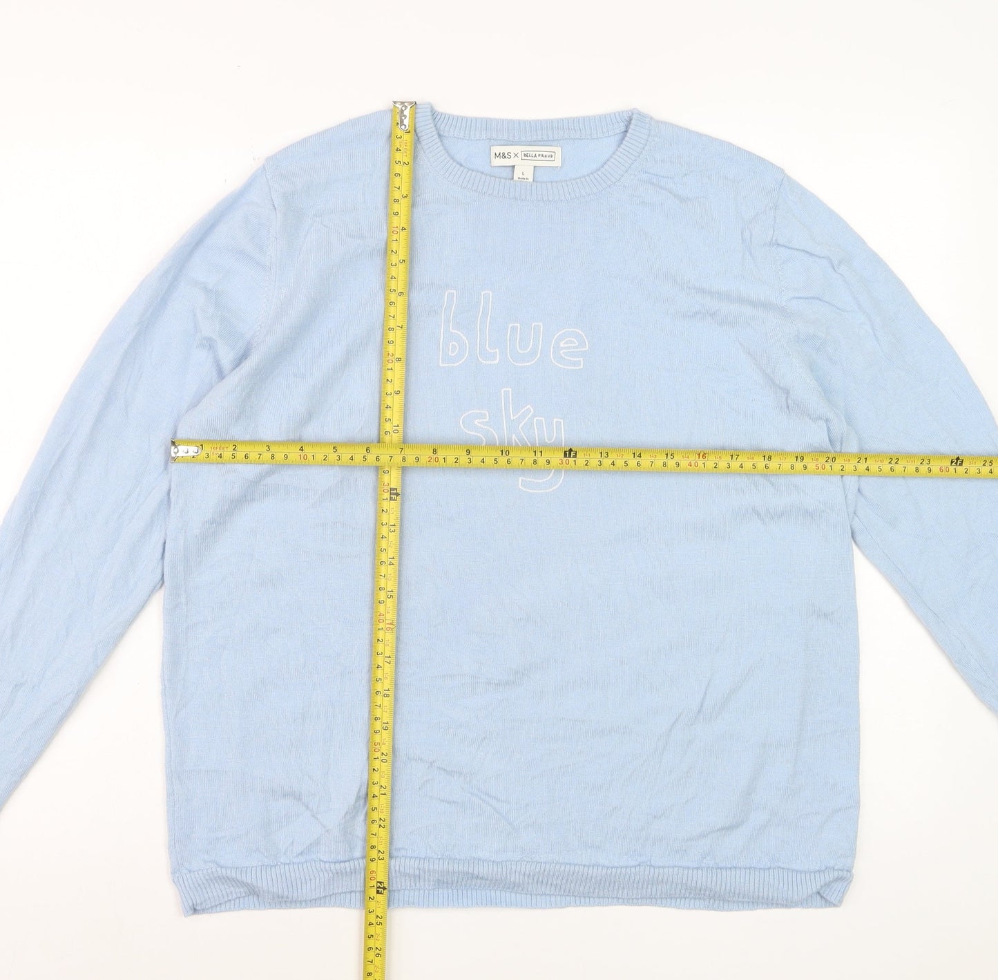 Marks and Spencer Women’s Blue Crew Neck Cotton Jumper L