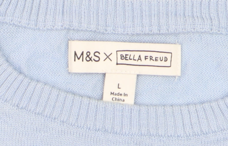 Marks and Spencer Women’s Blue Crew Neck Cotton Jumper L