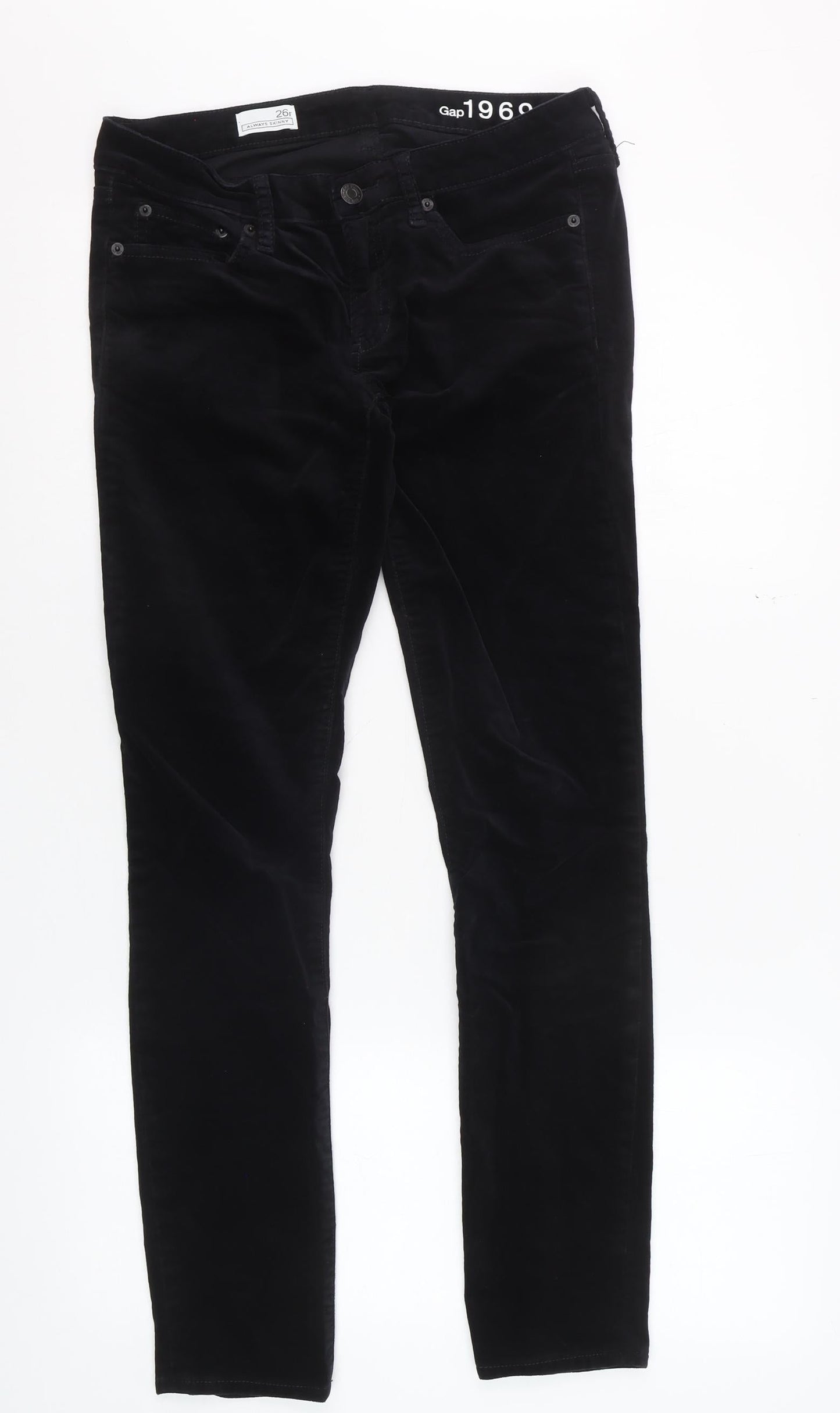 Gap 1969 Women Black Corduroy Always Skinny Trousers Size 26R