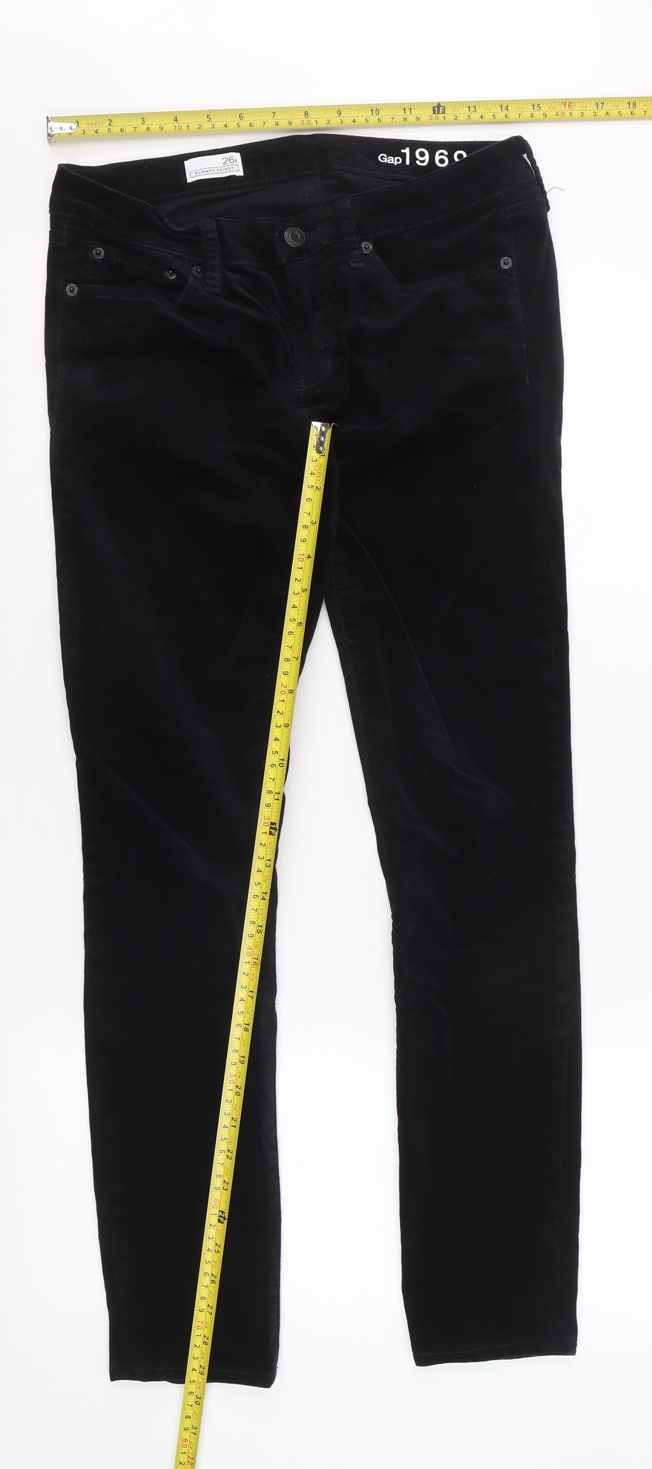 Gap 1969 Women Black Corduroy Always Skinny Trousers Size 26R