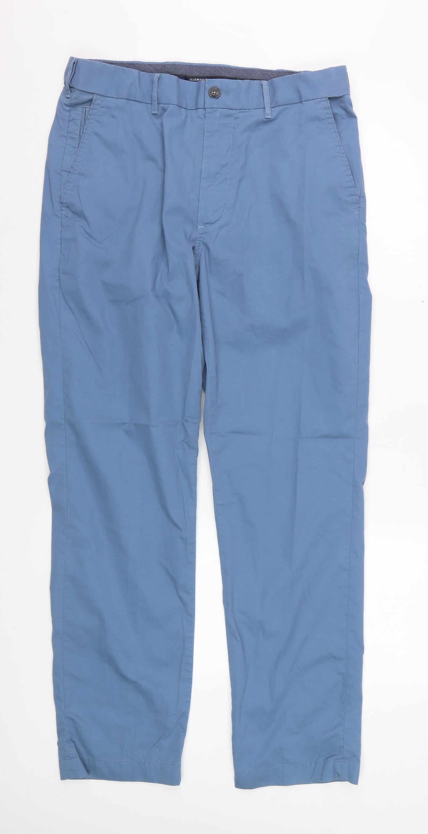 Marks and Spencer Men's Blue Chino Trousers 32W 31L Cotton Blend