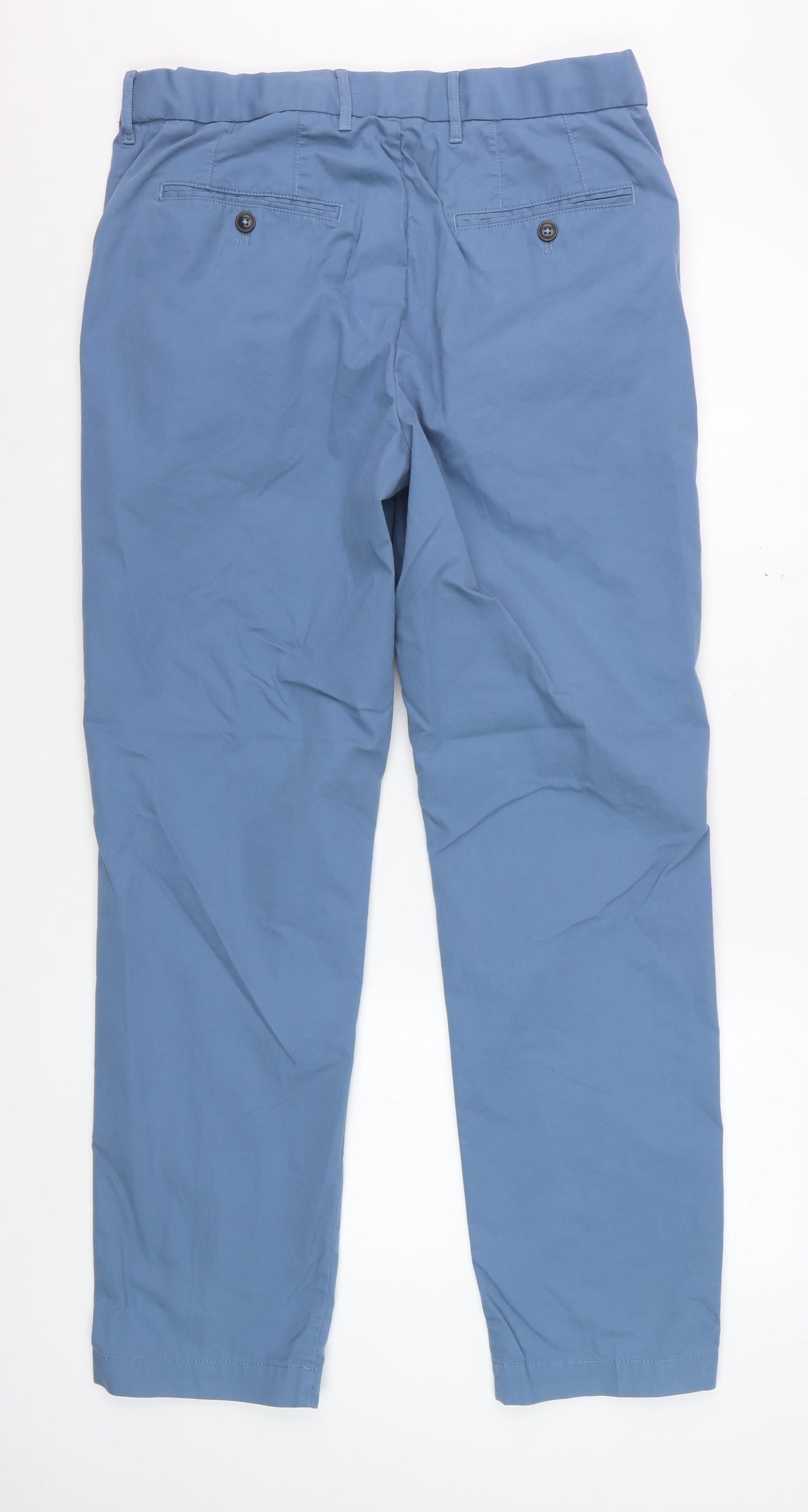 Marks and Spencer Men's Blue Chino Trousers 32W 31L Cotton Blend