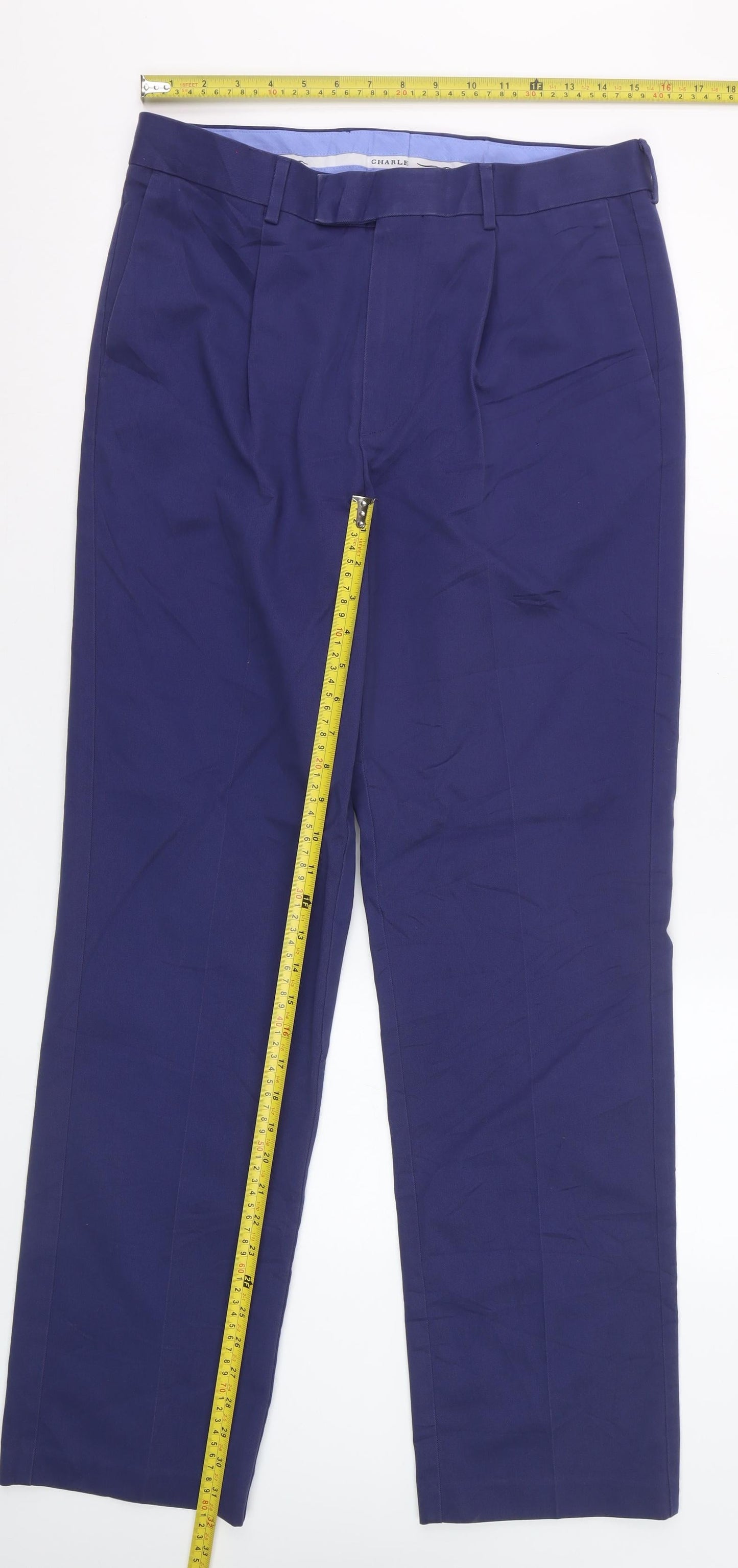Charles Tyrwhitt Men's Blue Classic Fit Chino Trousers 32W 32L