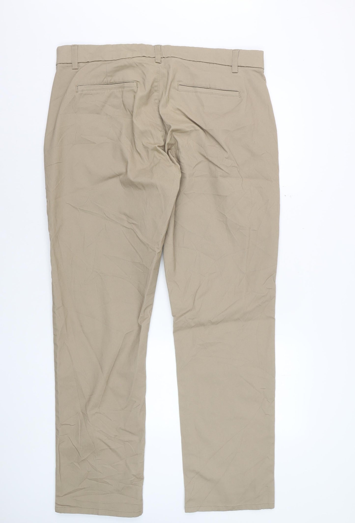 Next Men Beige Chino Straight Leg Trousers 38in Waist 33in Leg