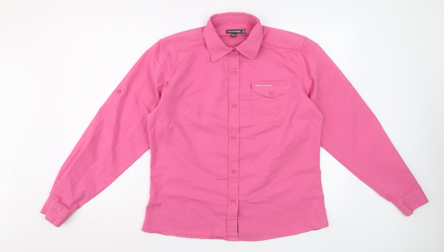 Craghoppers Women Pink Long Sleeve Button-Up Shirt Size 14