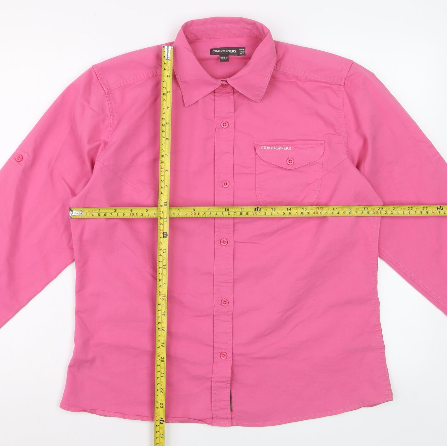 Craghoppers Women Pink Long Sleeve Button-Up Shirt Size 14