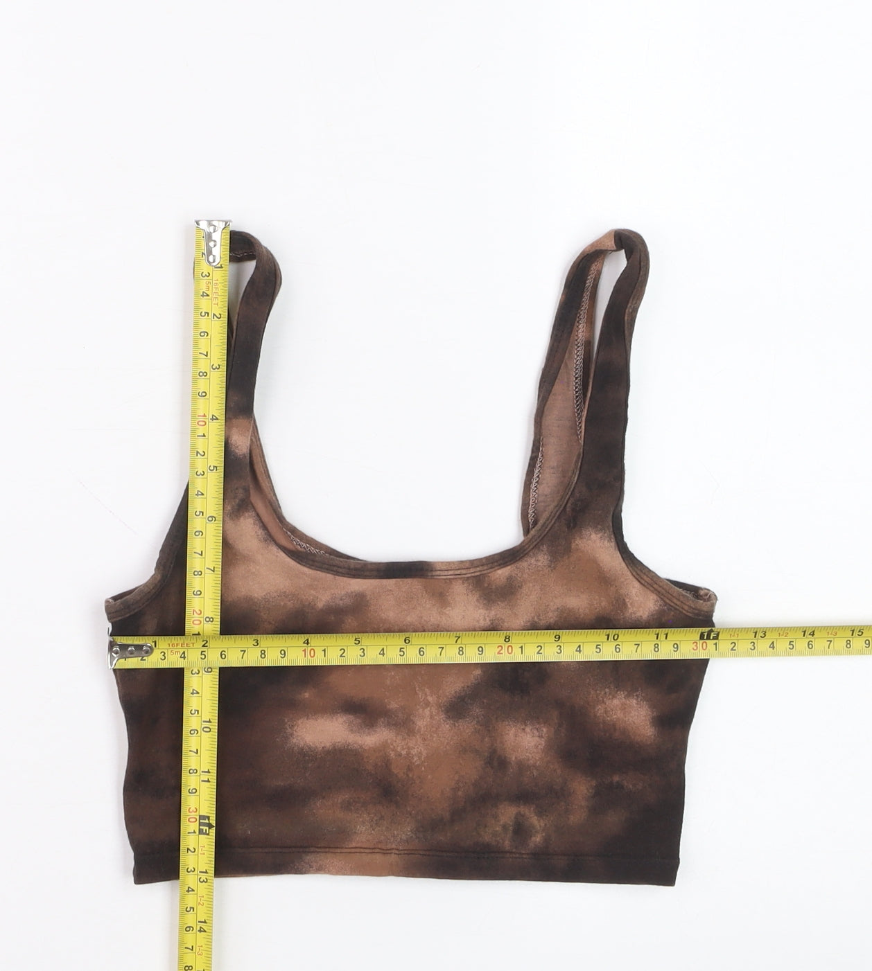 Hollister Women's Brown Tie-Dye Cropped Tank Top XS