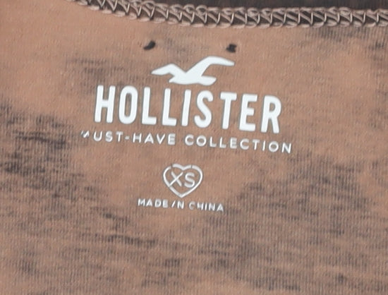 Hollister Women's Brown Tie-Dye Cropped Tank Top XS