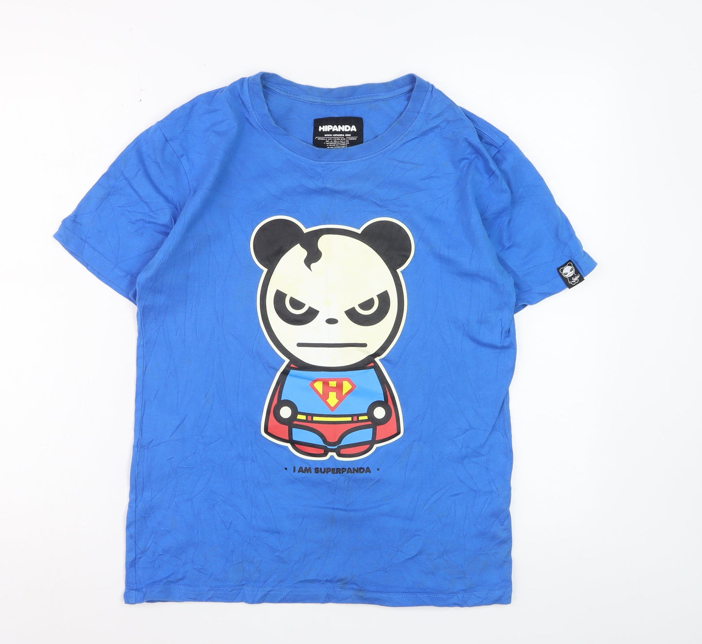 Hipanda Men’s Blue Superpanda Graphic Cotton T-Shirt Size S