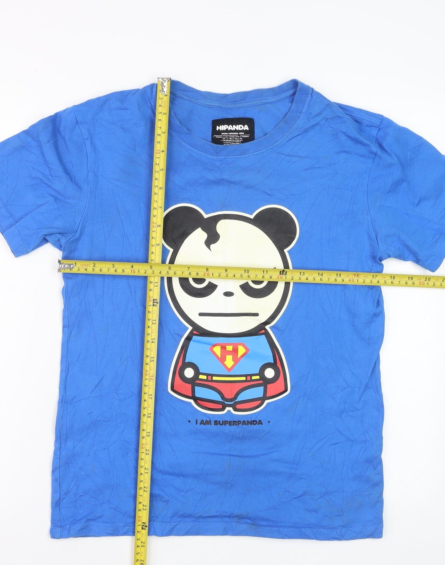 Hipanda Men’s Blue Superpanda Graphic Cotton T-Shirt Size S