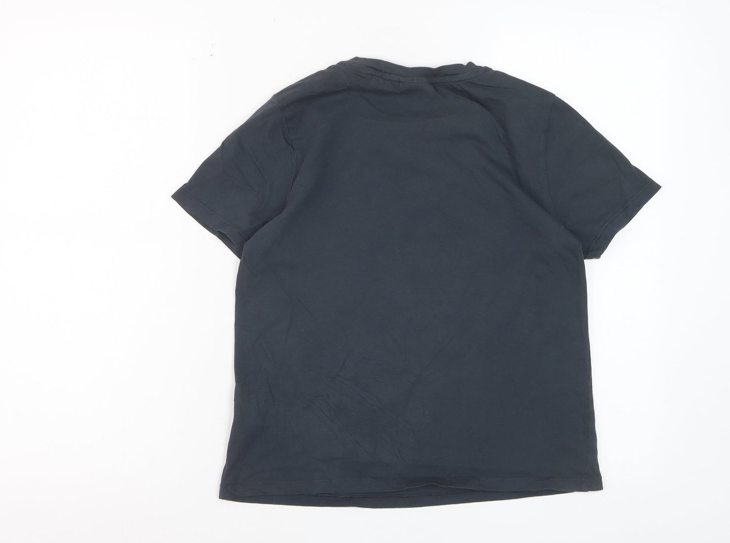 Oliver Bonas Womens Black Sequin Short Sleeve Cotton T-Shirt Size 8
