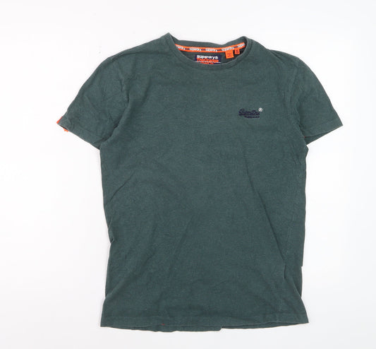 Superdry Men's Green Cotton Crew Neck Short Sleeve T-Shirt Size S
