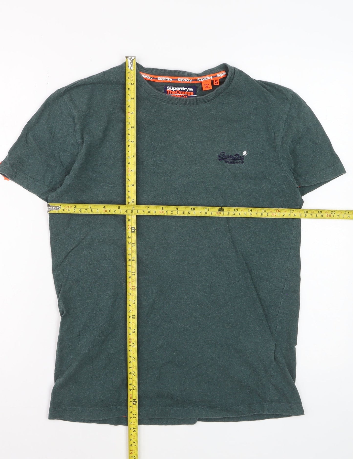 Superdry Men's Green Cotton Crew Neck Short Sleeve T-Shirt Size S