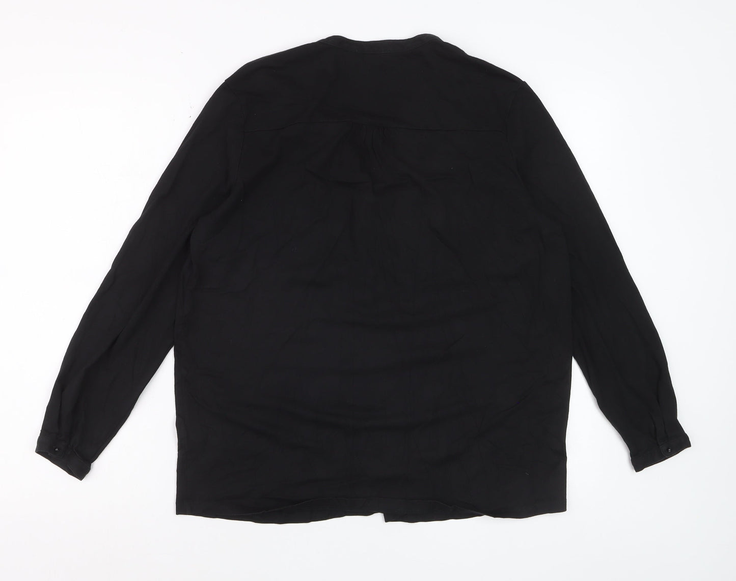 The White Company Women’s Black Long Sleeve V-Neck Blouse UK14