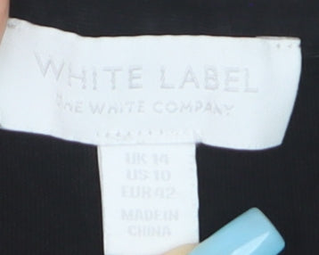 The White Company Women’s Black Long Sleeve V-Neck Blouse UK14