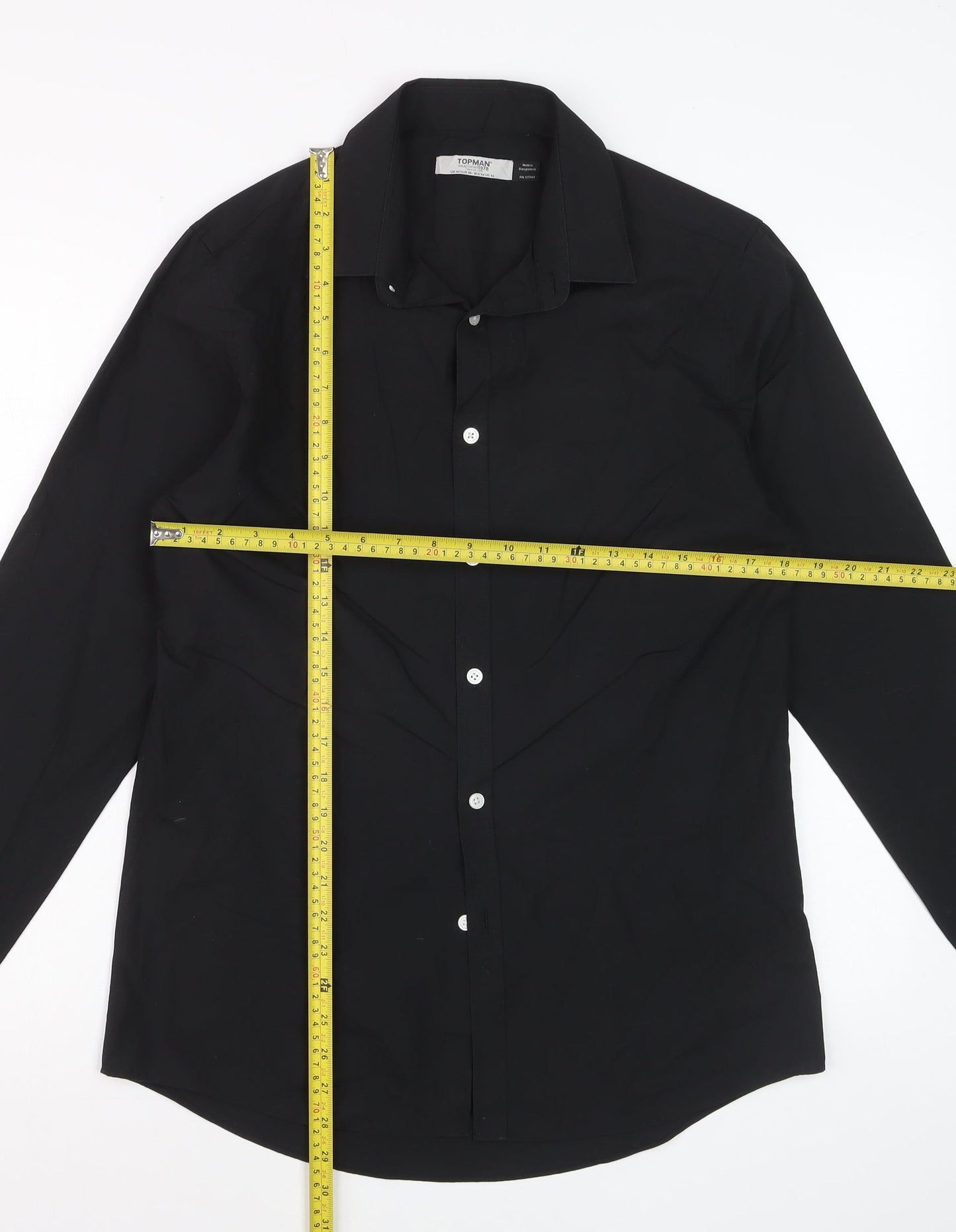 Topman Men’s Black Long Sleeve Formal Dress Shirt M