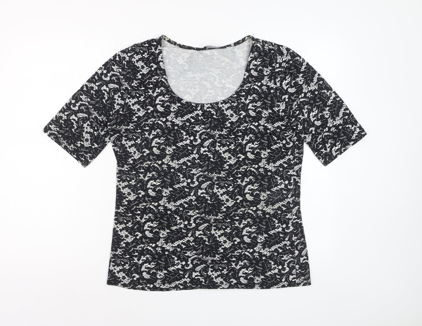 Dorothy Perkins Women’s Black Floral Lace Jersey T-Shirt Size 16