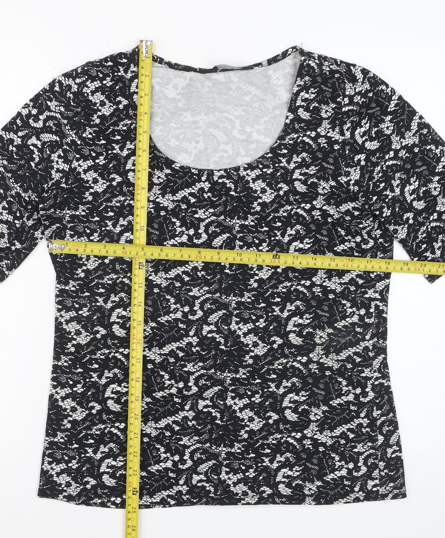 Dorothy Perkins Women’s Black Floral Lace Jersey T-Shirt Size 16