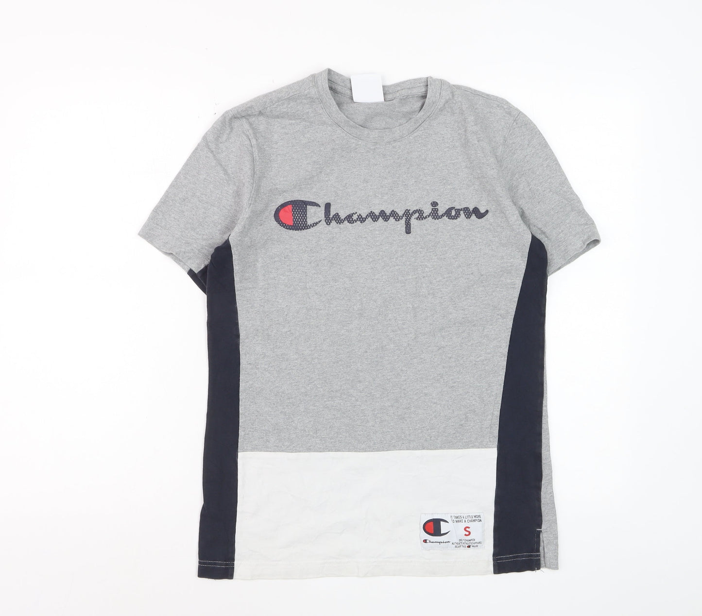 Champion Mens Grey Short Sleeve Crew Neck Cotton T-Shirt Small