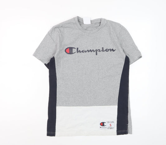 Champion Mens Grey Short Sleeve Crew Neck Cotton T-Shirt Small