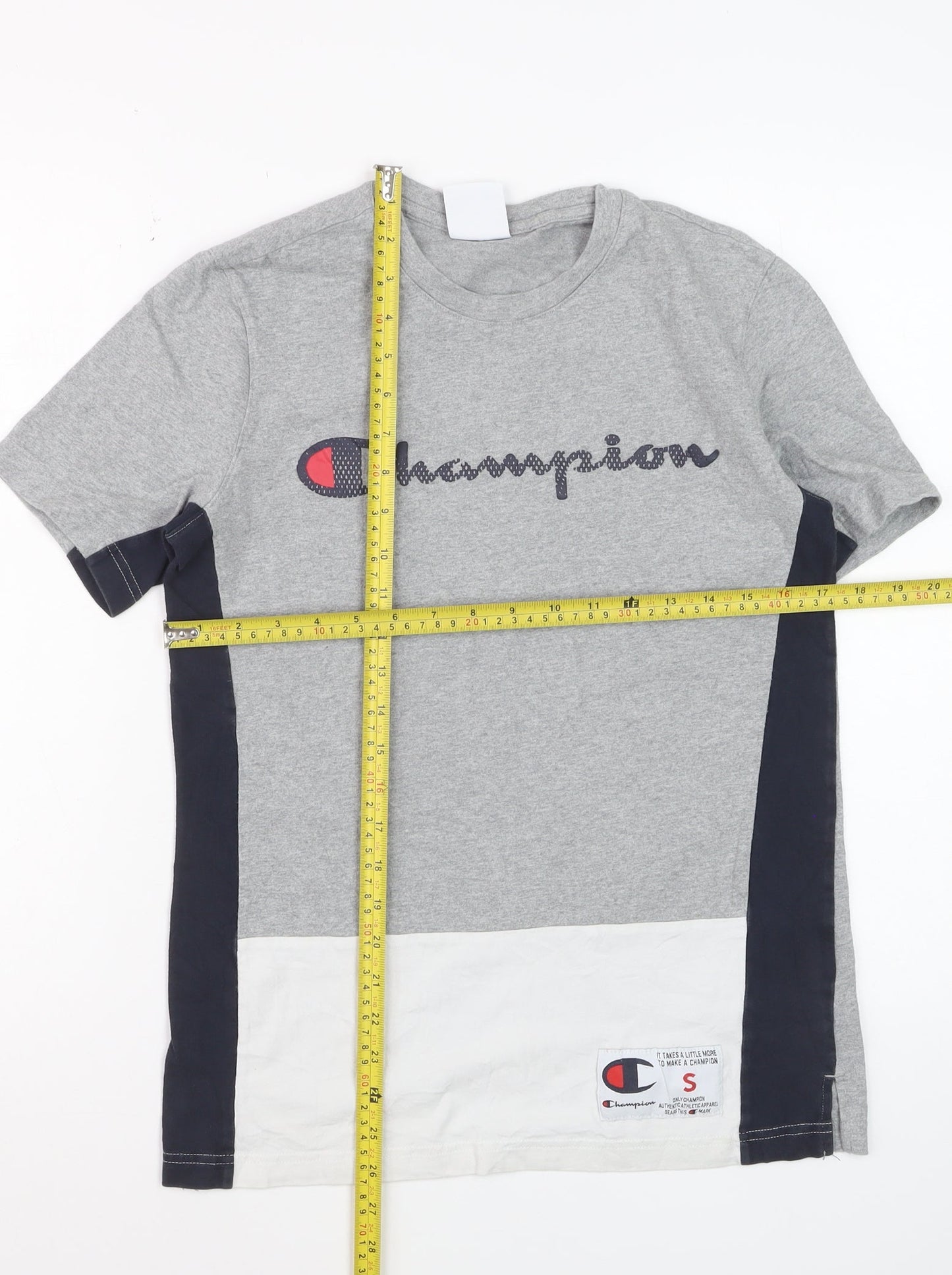 Champion Mens Grey Short Sleeve Crew Neck Cotton T-Shirt Small