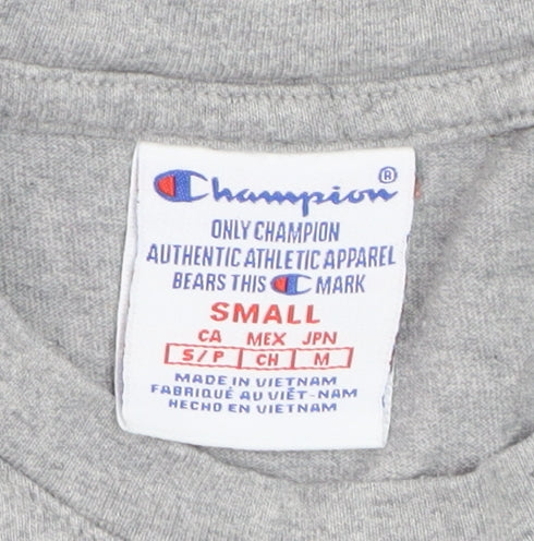 Champion Mens Grey Short Sleeve Crew Neck Cotton T-Shirt Small