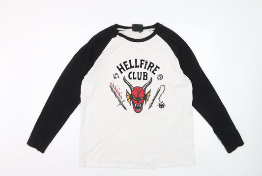 Stranger Things Hellfire Club Black & White Long Sleeve Men's T-Shirt M