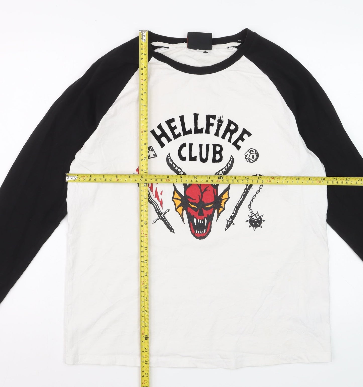 Stranger Things Hellfire Club Black & White Long Sleeve Men's T-Shirt M