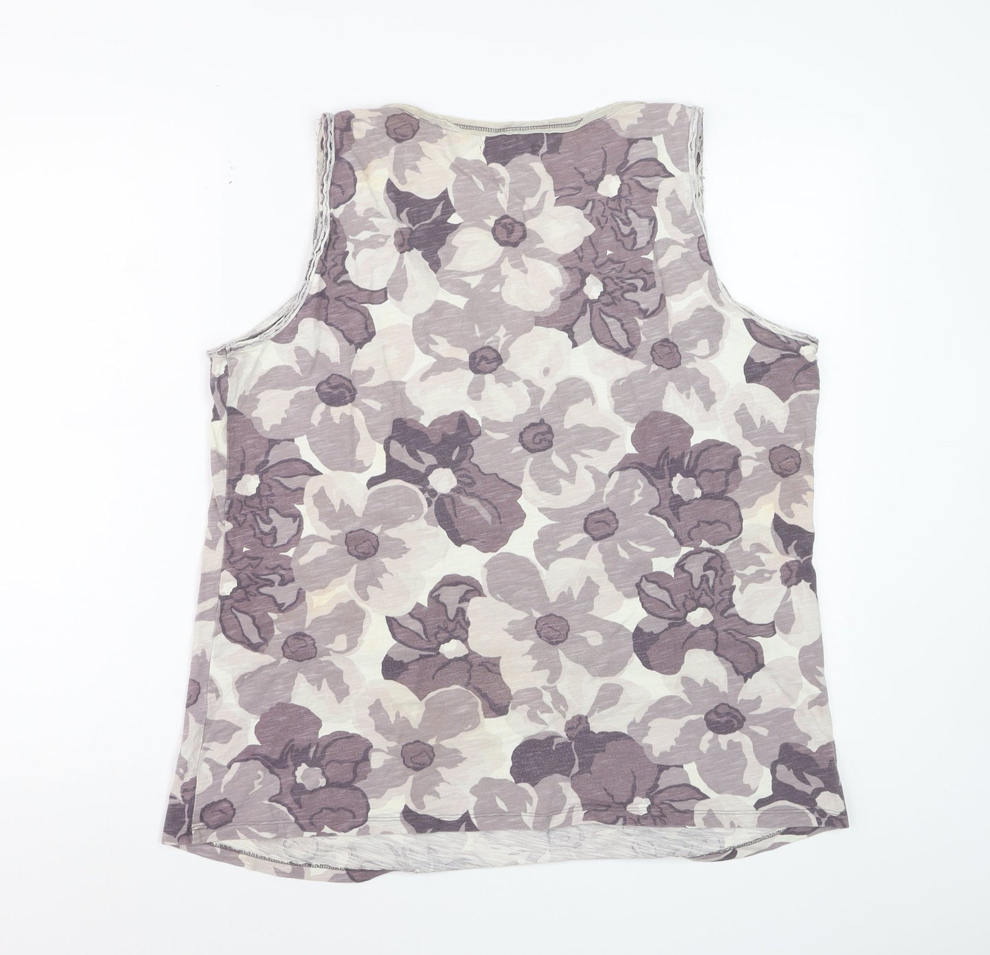 Boden Womens Purple Floral Cotton Sleeveless Top UK 10