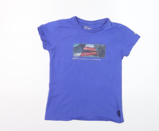 Prewornwholesale purple cropped slim fit active T-shirt with short sleeves and a high neckline.