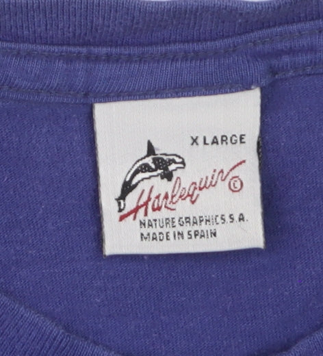 Harlequin Men’s Blue Dolphin Graphic Nature T-Shirt XL Vintage