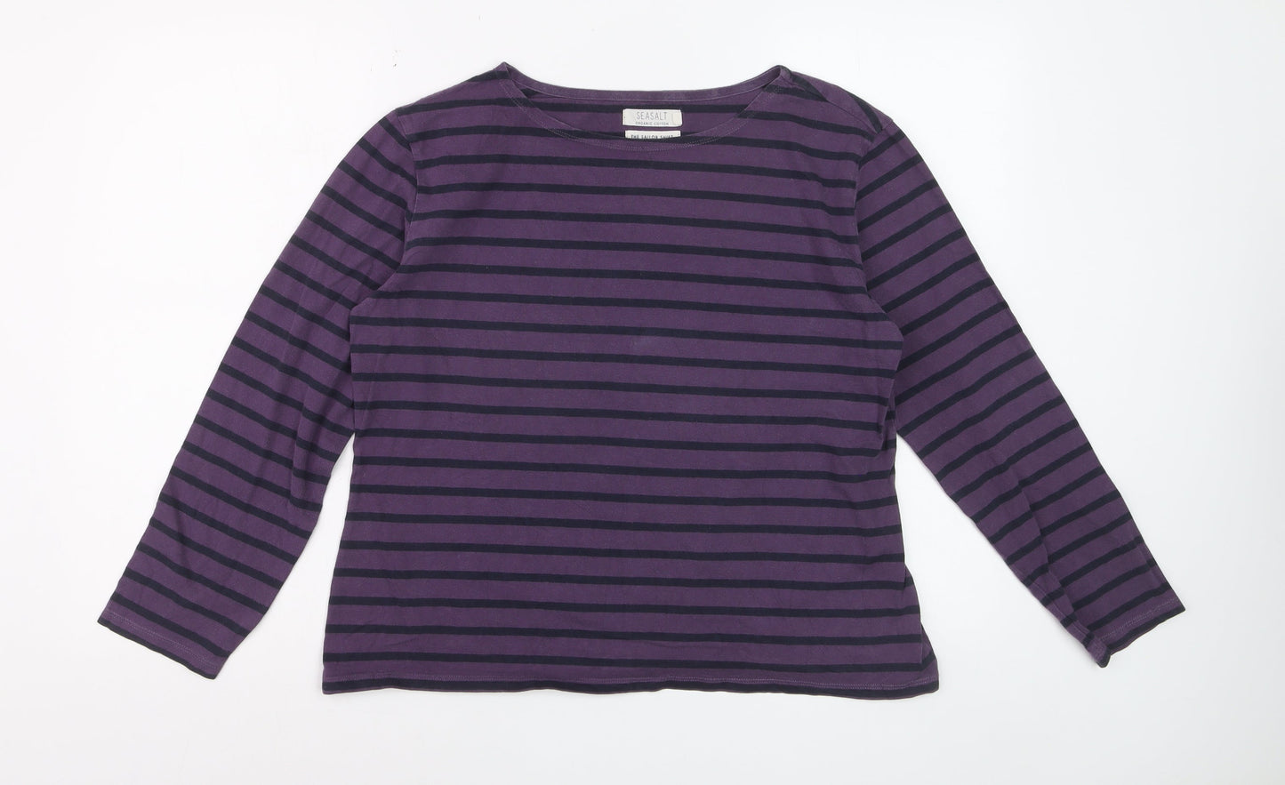 Seasalt Women’s Purple Stripe Organic Cotton Long Sleeve Sailor T-Shirt Size 16