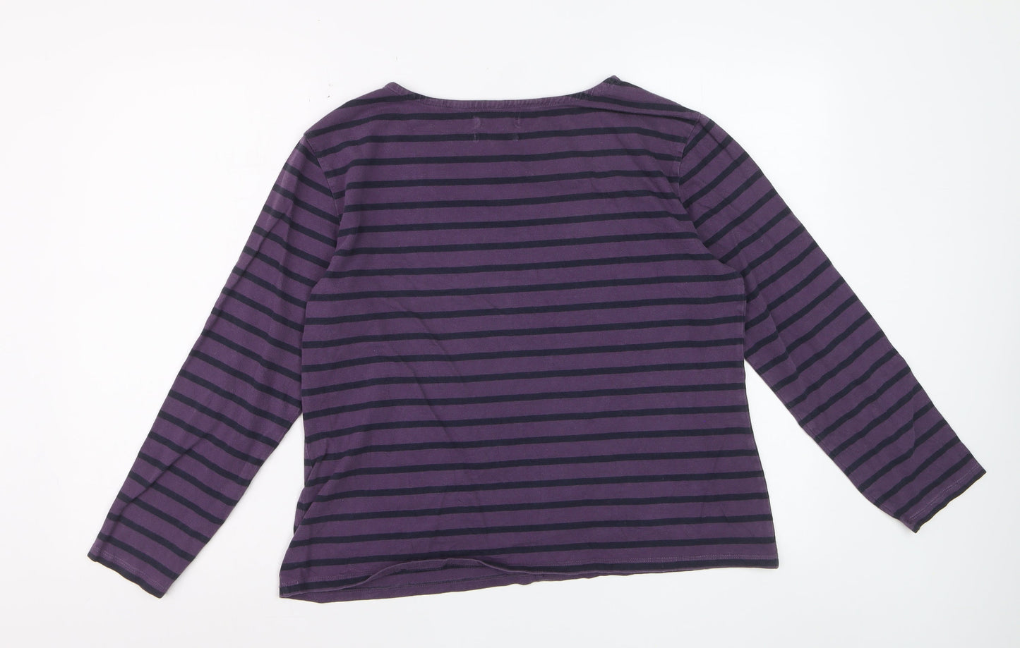 Seasalt Women’s Purple Stripe Organic Cotton Long Sleeve Sailor T-Shirt Size 16