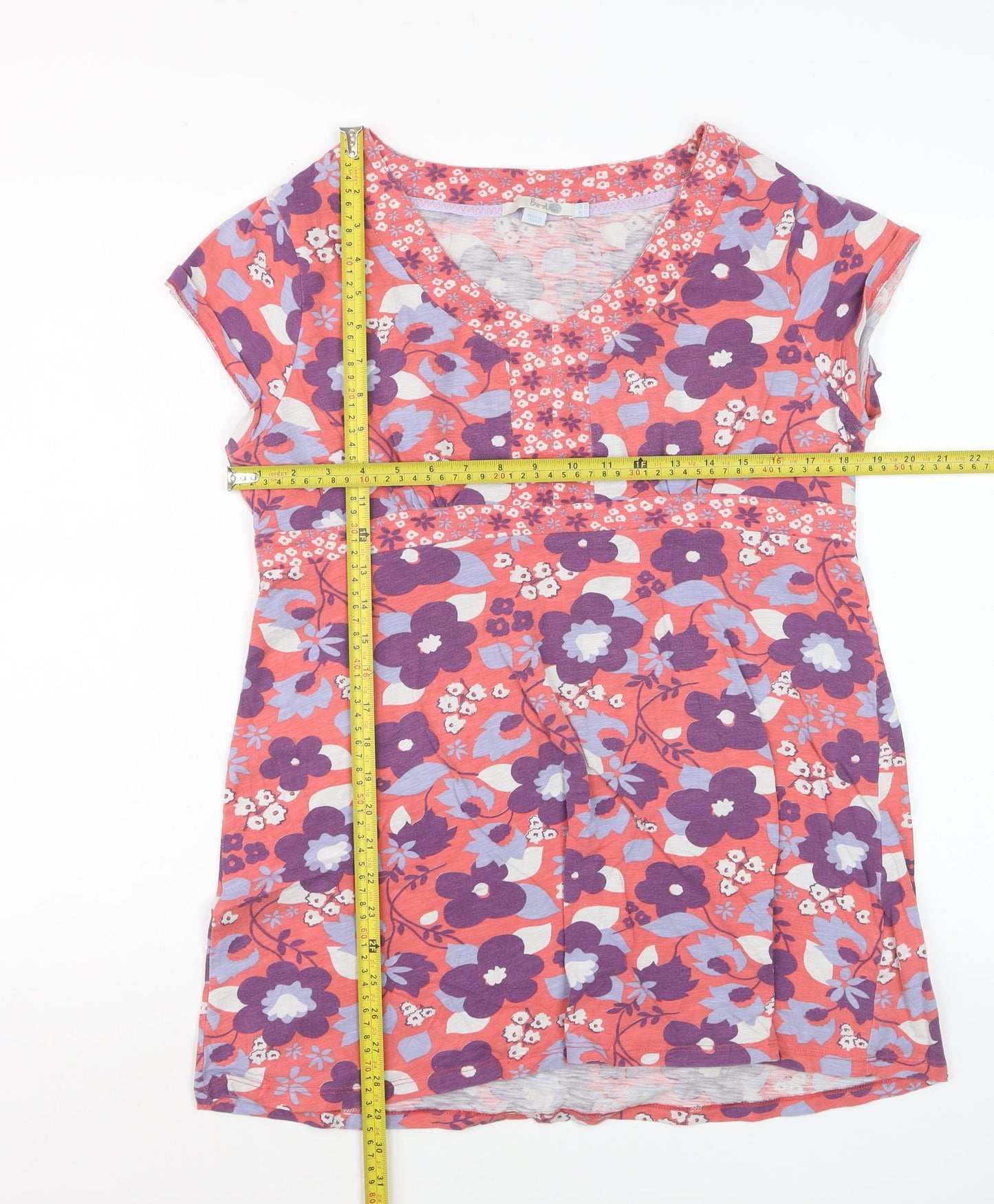 Boden Women's Multicoloured Floral V-Neck Tunic T-Shirt Size 16 Regular
